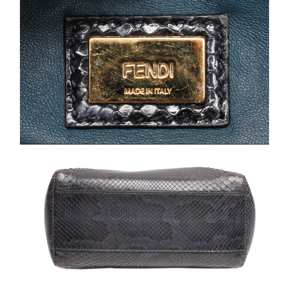 Fendi Python Pattern Peekaboo Leather Handbag Bla… - image 4